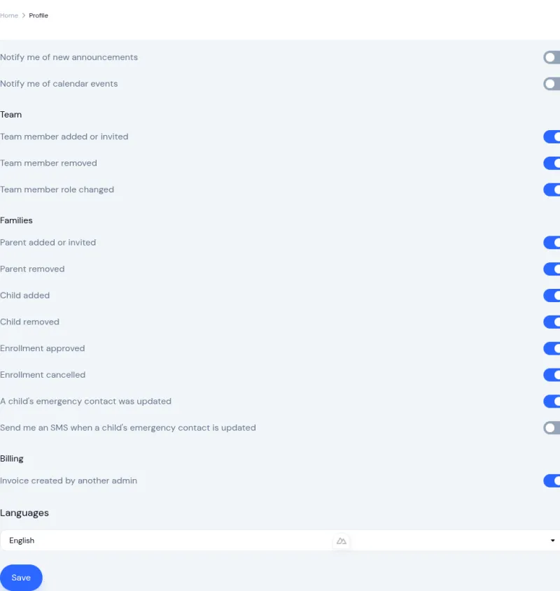 Owner notification settings showing the new toggles grouped by category