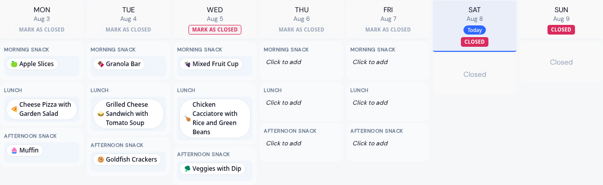 Menus by Room, and a Clearer Way to Record Allergies